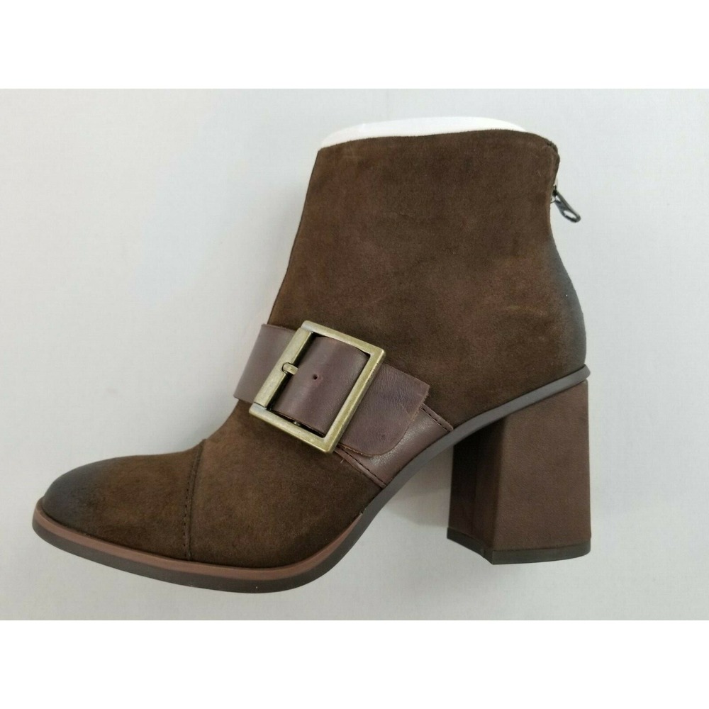 Korks Denoon Women Buckle Ankle Boots Suede Leather Brown Q40923 Size 6 36.5